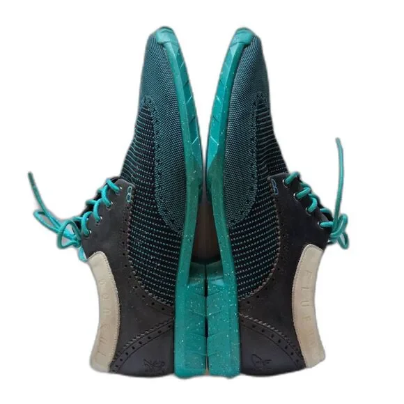 John Fluevog Orbit Teal Blue Wingtip Brogue Sneaker Shoes Sz  display picture 2